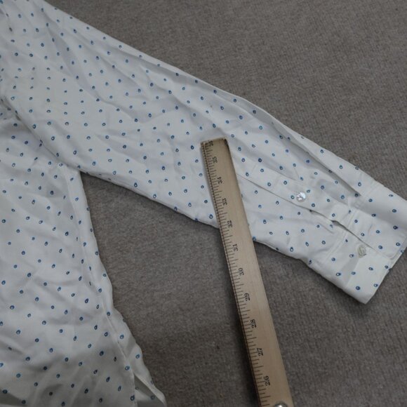 Theory Womens Shirt Medium Ivory Polka Dot Silk - Picture 8 of 14